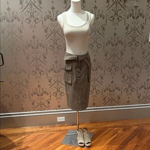 Zara Tank + Morgan de Toi Cargo Pencil Skirt Set | Neutral Chic Outfit | Size S